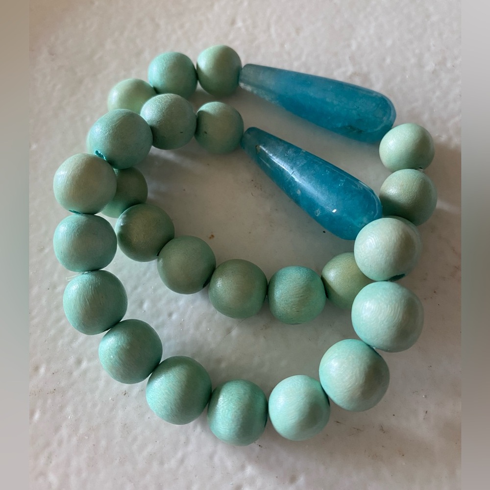 Wooden Beaded & Recycled Glass Stretch Bracelet